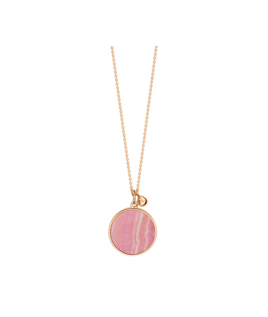 Collier Ginette NY Ever Disc on chain or rose rhodocrosite