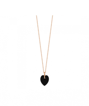 Collier Ginette NY Angele Mini Onyx Heart on chain or rose