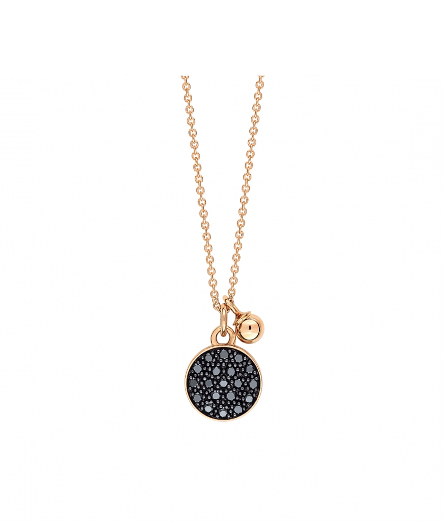 Collier Ginette NY Mini Ever Disc on chain or rose diamants noirs