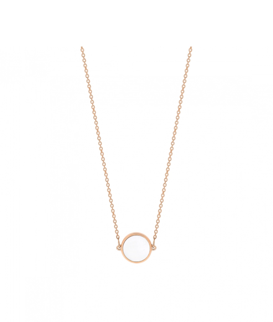 Collier Ginette NY Mini Ever Disc or rose agate blanche