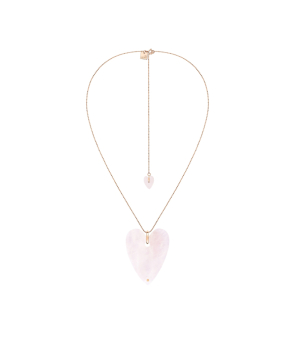 Collier Ginette NY Angèle Heart or rose quartz rose