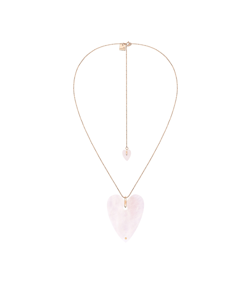 Collier Ginette NY Angèle Heart or rose quartz rose