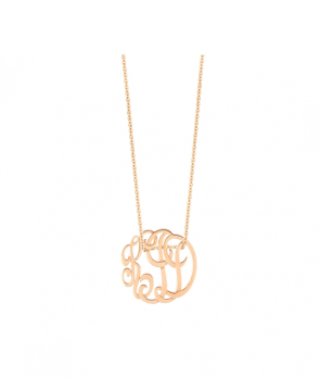 Collier Ginette NY Little  Lace Monogram "Kid" Or Rose