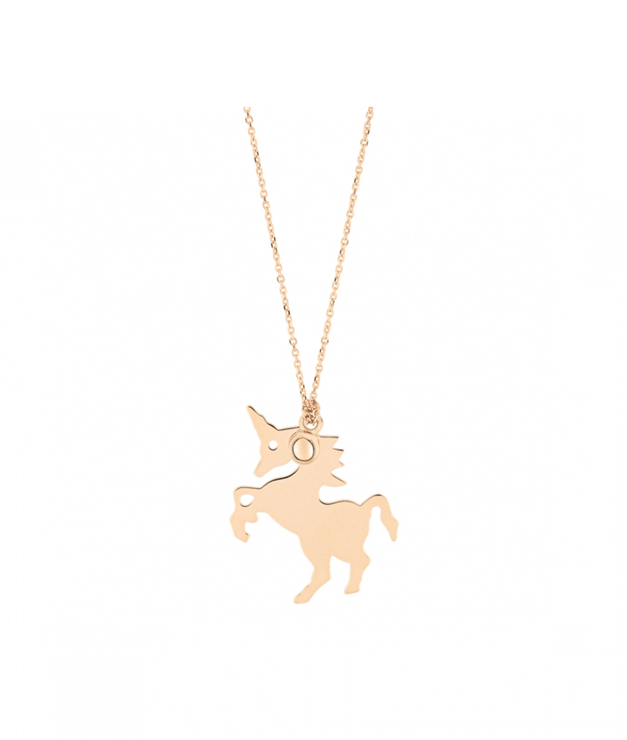 Collier Ginette NY Little Unicorn & Bead Or Rose