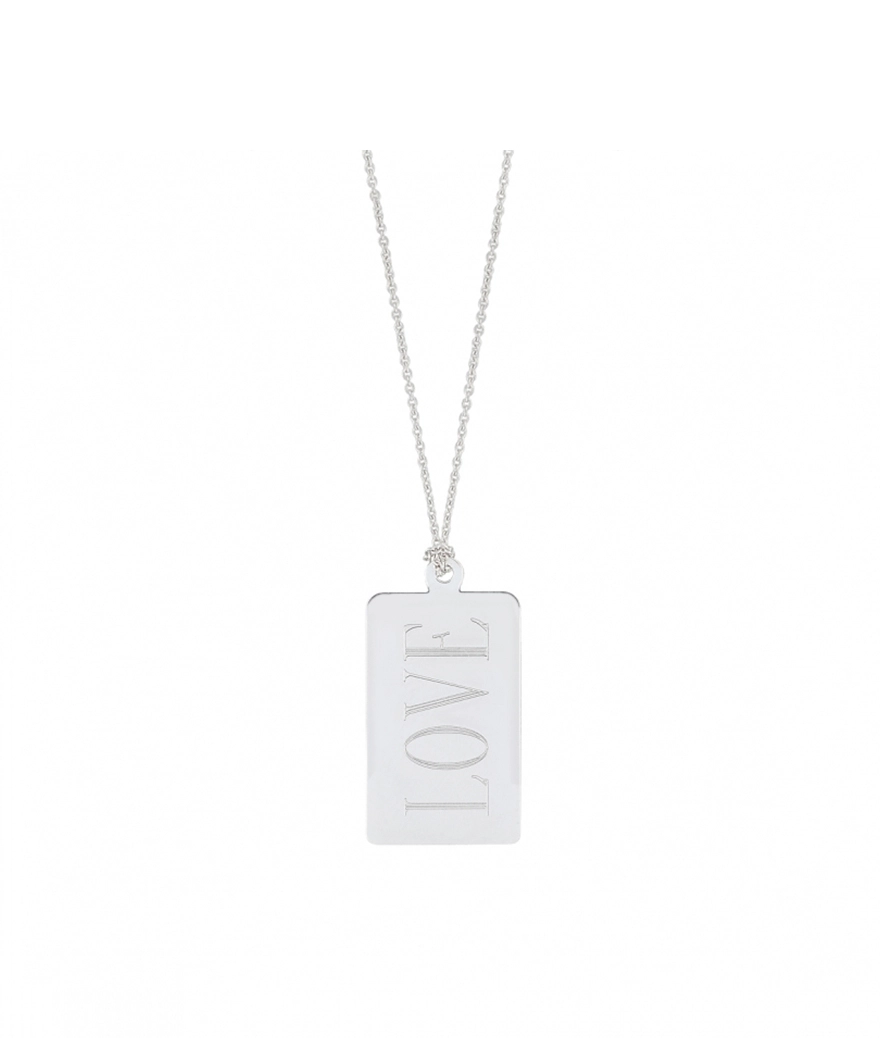 Collier Ginette NY Rectangle Or Blanc