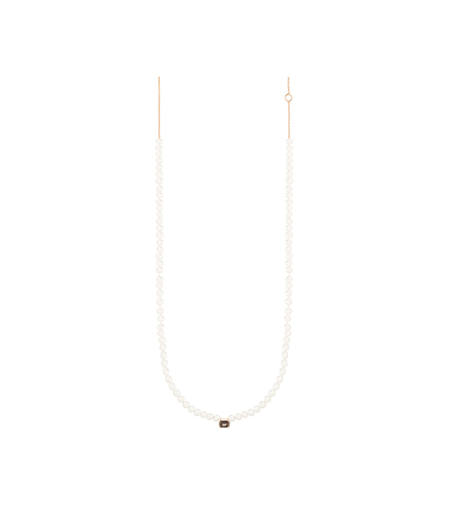 Collier Ginette NY Mini Cocktail Pearl and Smoky Quartz