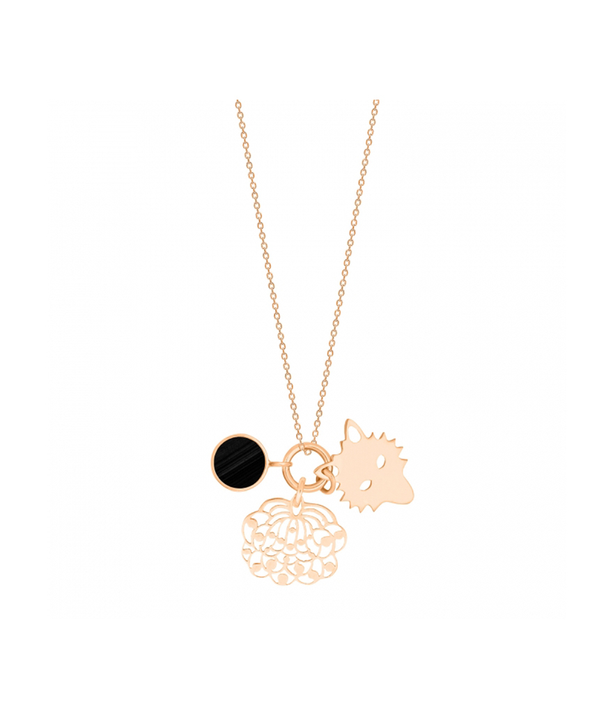 Collier Ginette NY Twenty 3 charms or rose onyx