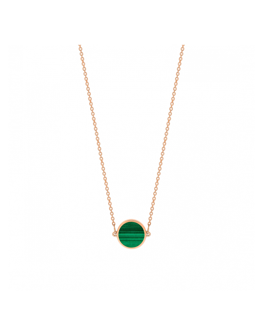 Collier Ginette NY Mini Ever Disc or rose malachite