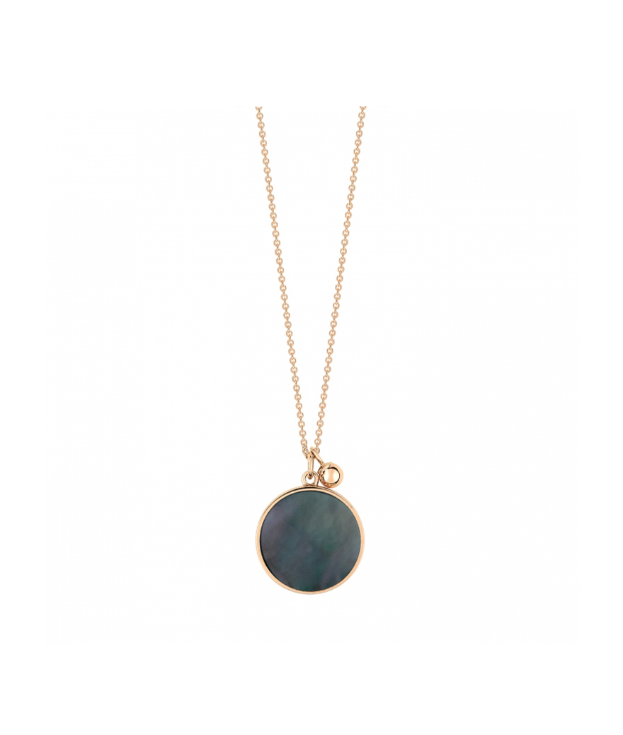 Collier Ginette NY Ever Disc on chain or rose nacre noire
