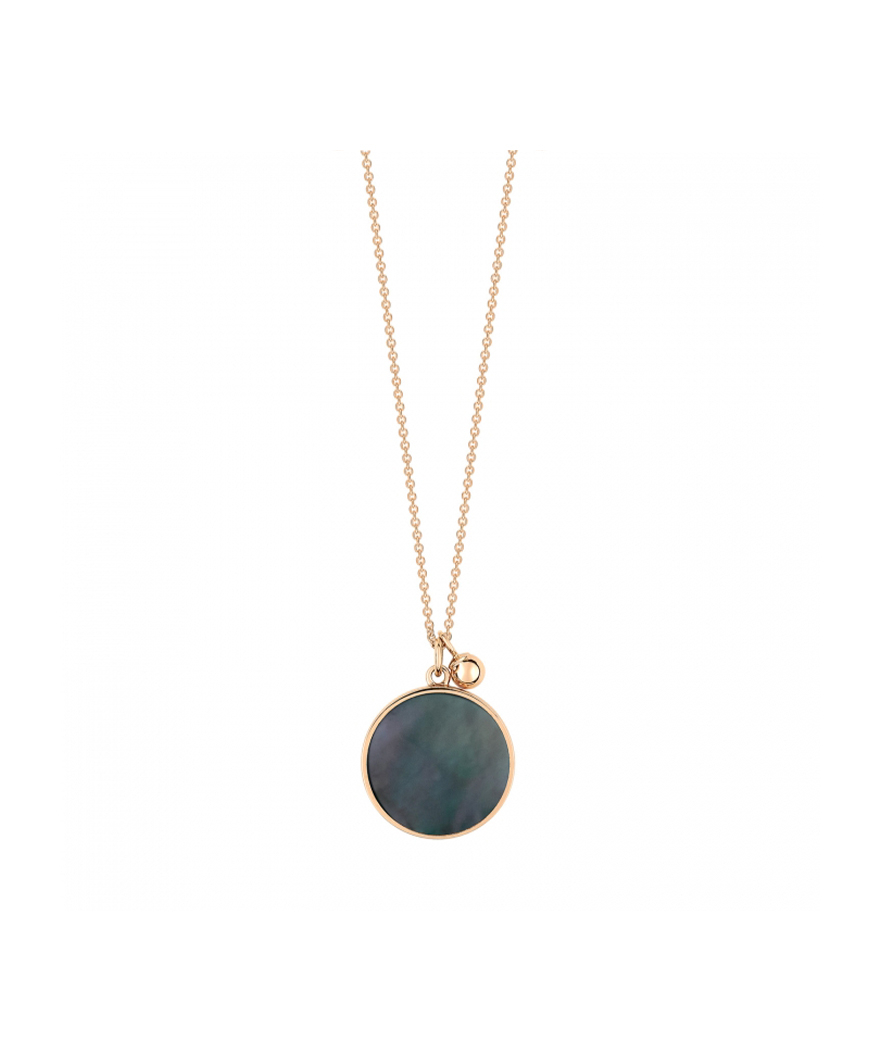 Collier Ginette NY Ever Disc on chain or rose nacre noire