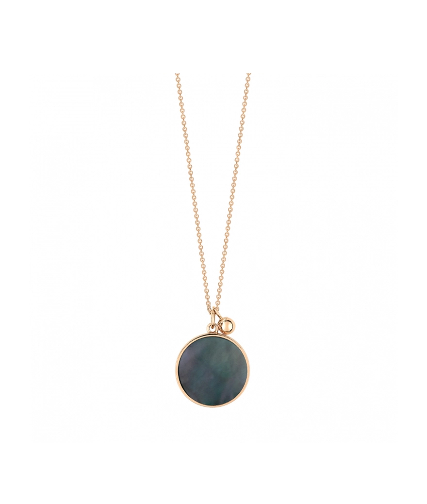 Collier Ginette NY Ever Disc on chain or rose nacre noire