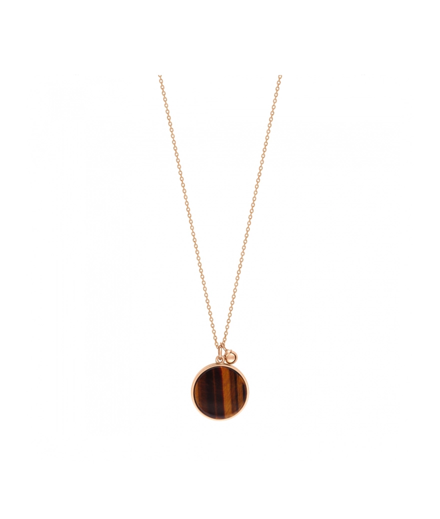 Collier Ginette NY Ever Disc on chain or rose oeil de tigre