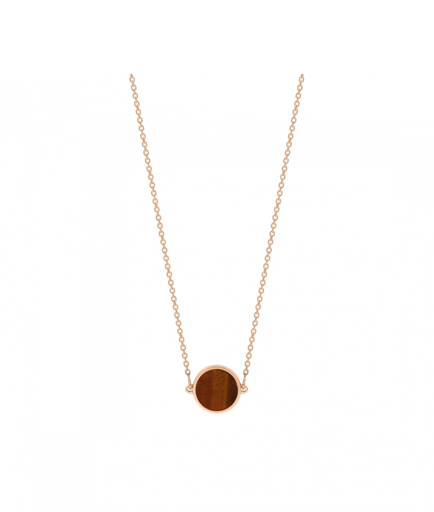 Collier Ginette NY Mini Ever Disc or rose oeil de tigre