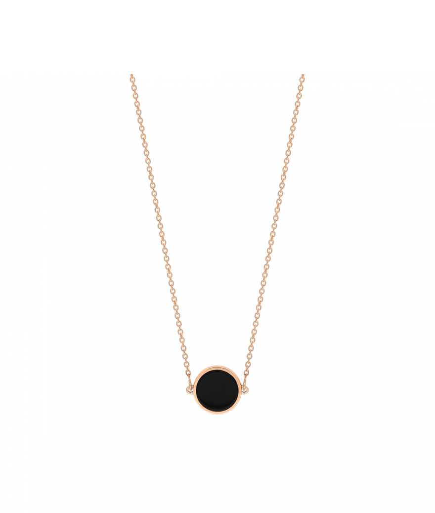 Collier Ginette NY Mini Ever Disc or rose onyx noir