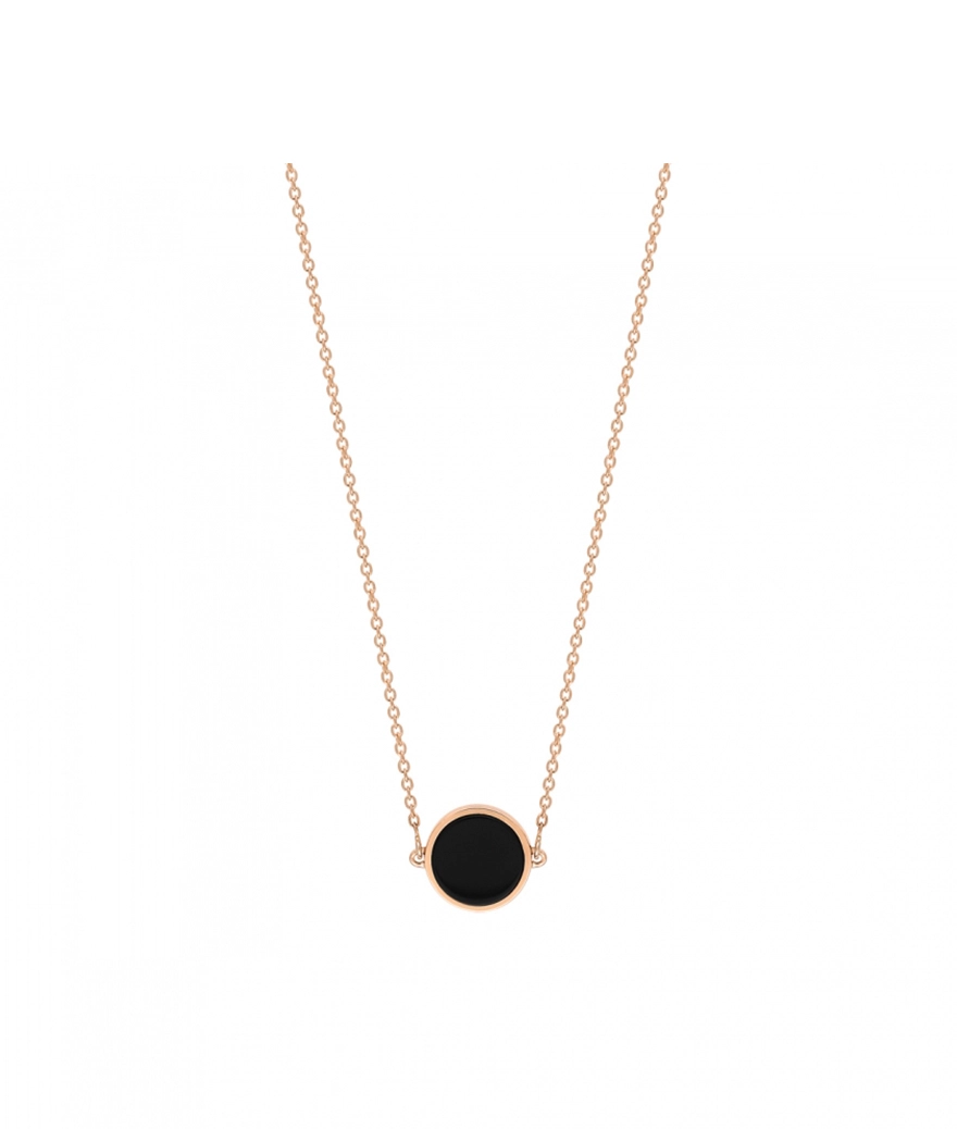 Collier Ginette NY Mini Ever Disc or rose onyx noir