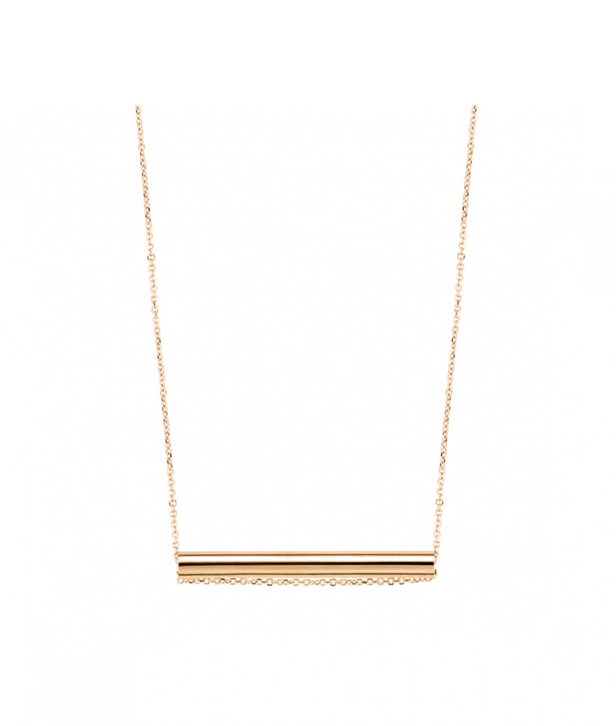 Collier Ginette NY Straw sur chaîne or rose