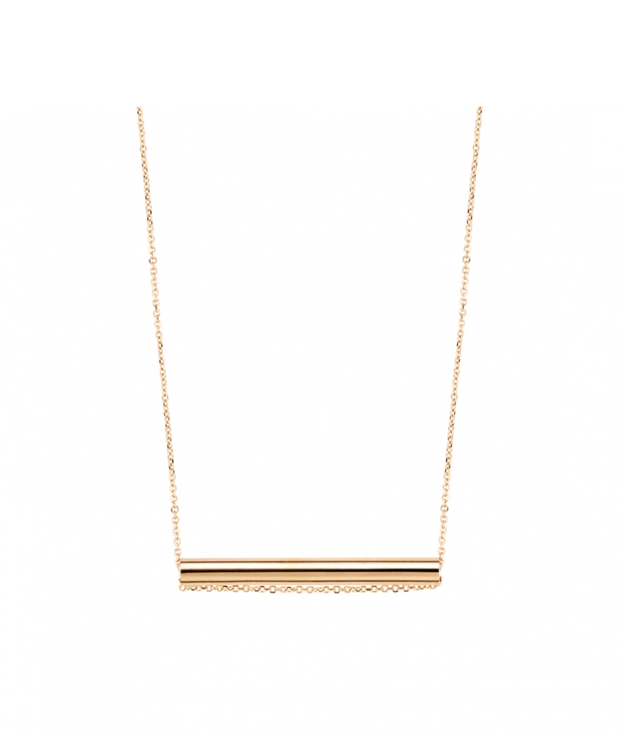 Collier Ginette NY Straw sur chaîne or rose
