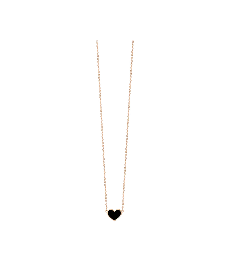 Collier Vanrycke Emoji Cœur or rose email noir