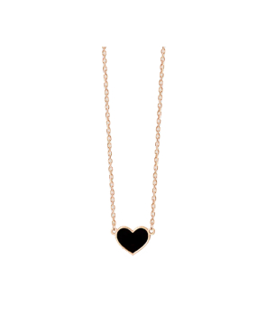 Collier Vanrycke Emoji Cœur or rose email noir