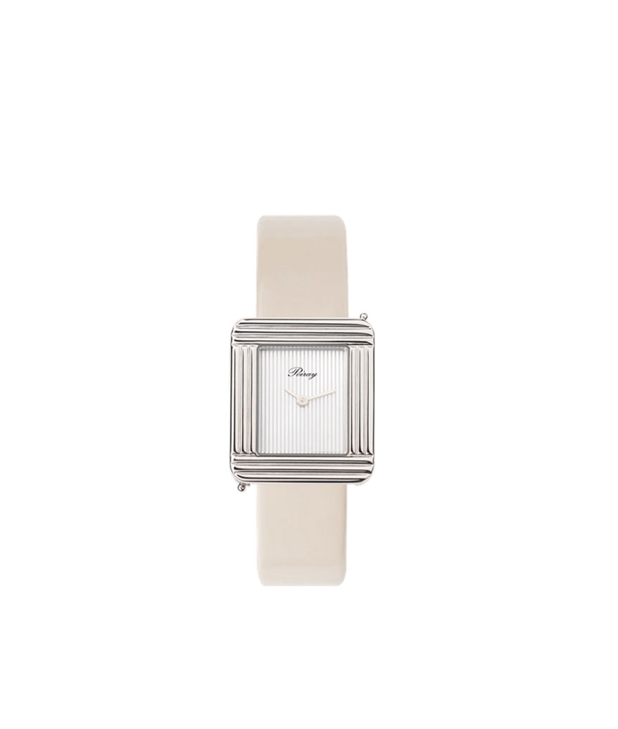 Montre Poiray Ma Première 27mm quartz cadran nacre blanche bracelet veau vernis