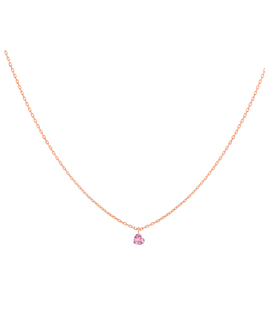 Collier La Brune et La Blonde Confetti coeur or rose saphir rose