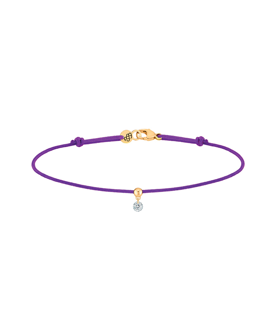 Bracelet La Brune et La Blonde Cordon BB violet or jaune diamant