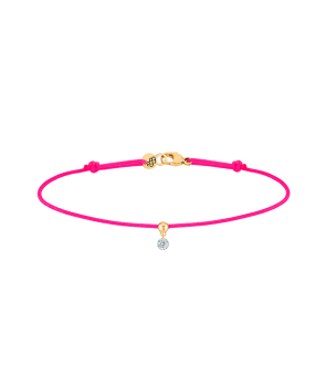 Bracelet La Brune et La Blonde cordon BB rose fluo or jaune diamant