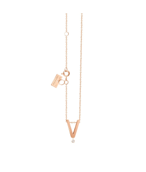 Collier Vanrycke Abécédaire "V" or rose diamant