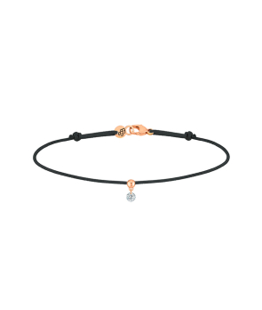 Bracelet La Brune et La Blonde cordon BB noir or rose diamant