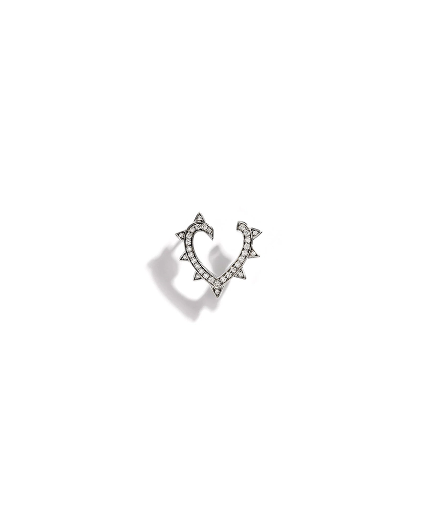 Mono Boucle d'Oreilles Statement Rockaway Coeur argent diamants