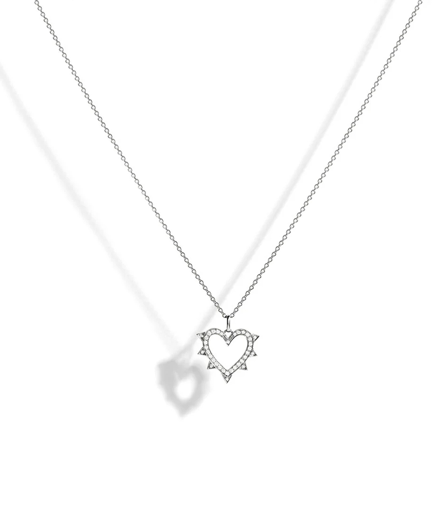 Collier Statement Rochaway coeur argent diamants