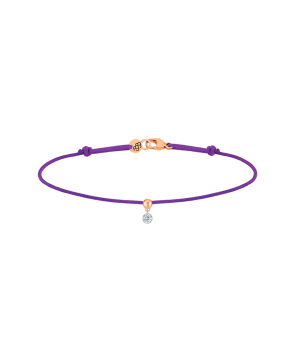 Bracelet La Brune et La Blonde cordon BB violet or rose diamant