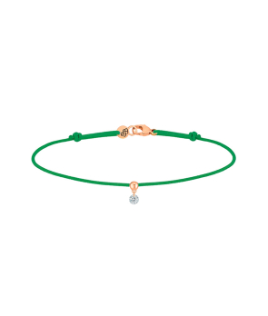 Bracelet La Brune et La Blonde cordon BB vert or rose diamant