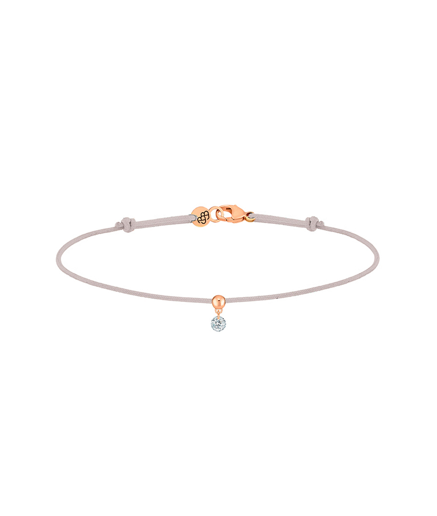 Bracelet La Brune et La Blonde cordon BB gris or rose diamant