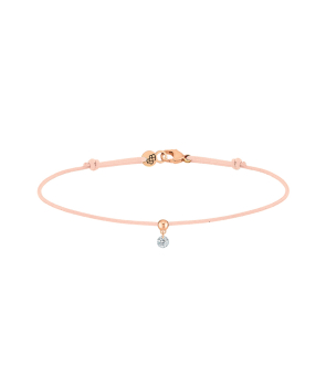 Bracelet La Brune et La Blonde cordon BB nude or rose diamant