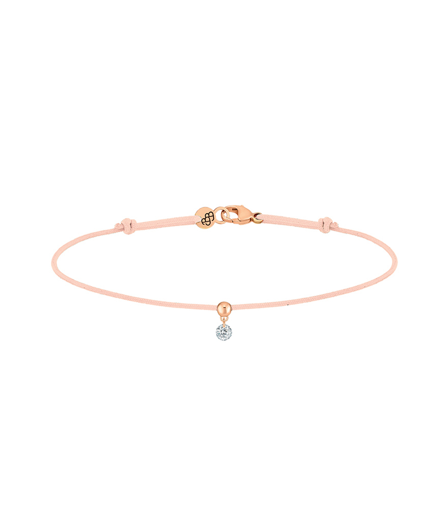 Bracelet La Brune et La Blonde cordon BB nude or rose diamant