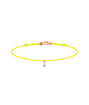 Bracelet La Brune et La Blonde cordon BB jaune or rose diamant