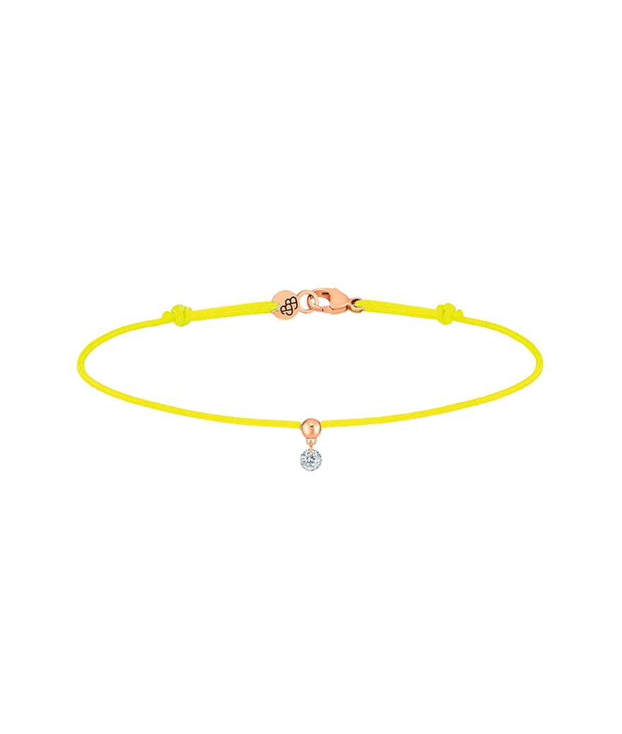 Bracelet La Brune et La Blonde cordon BB jaune or rose diamant