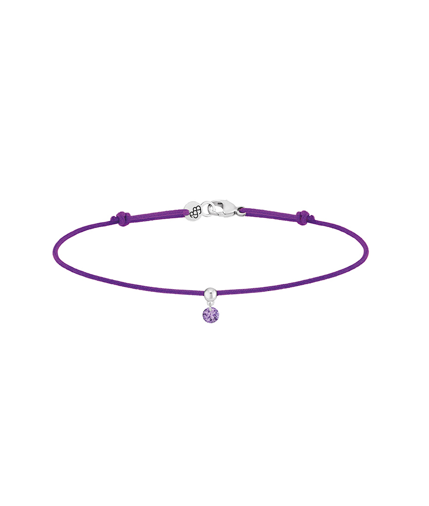 Bracelet La Brune et La Blonde BB cordon violet amethyste