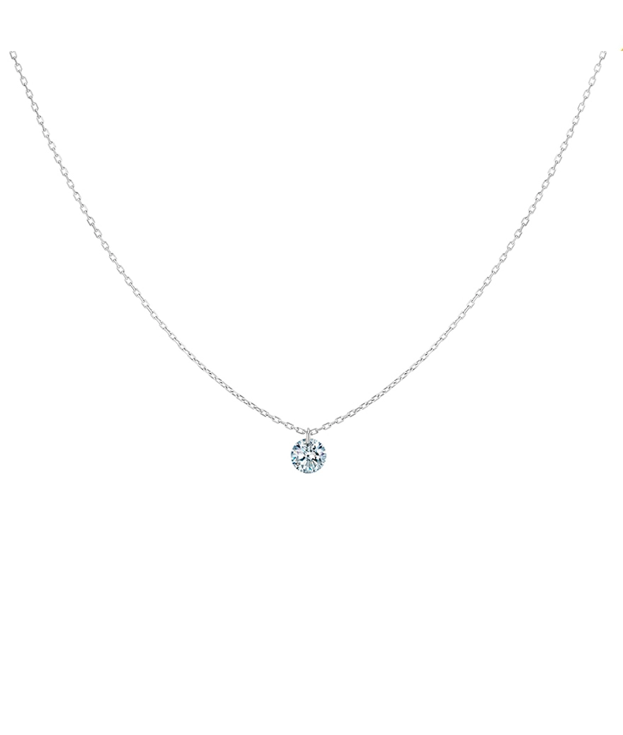 Collier La Brune et La Blonde 360° or blanc diamant solitaire