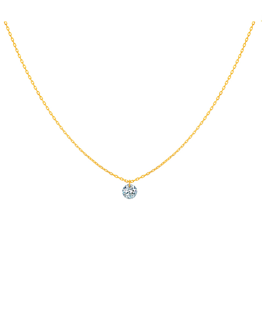 Collier La Brune et La Blonde 360° or jaune diamant solitaire