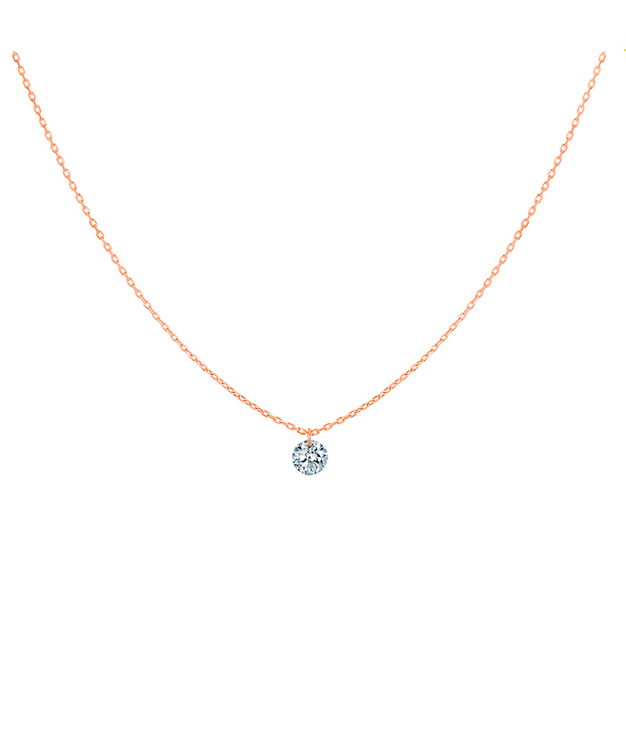 Collier La Brune et La Blonde 360° or rose diamant solitaire