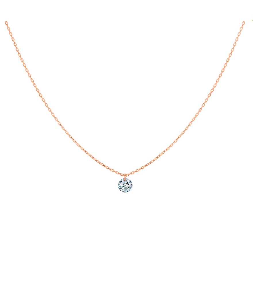 Collier La Brune et La Blonde 360° or rose diamant solitaire
