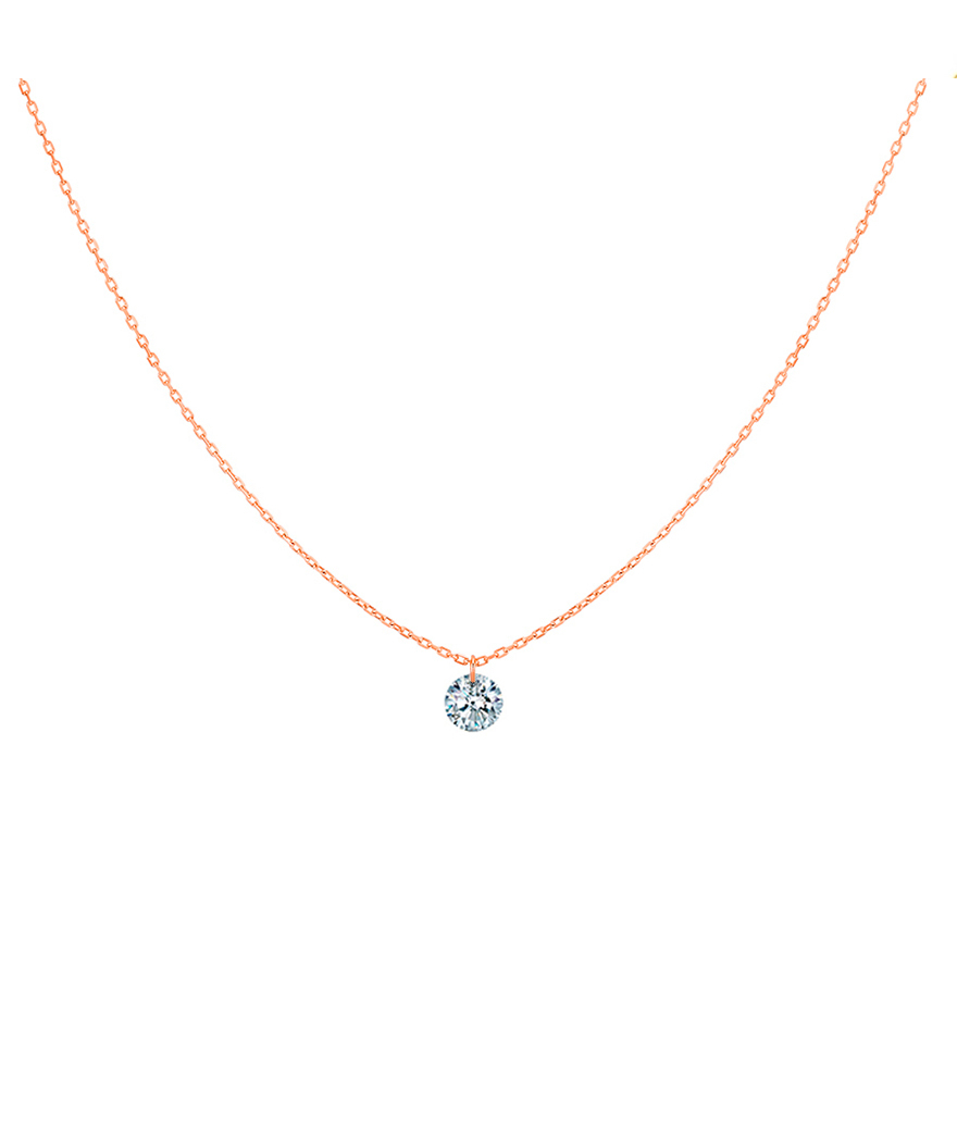 Collier La Brune et La Blonde 360° or rose diamant solitaire