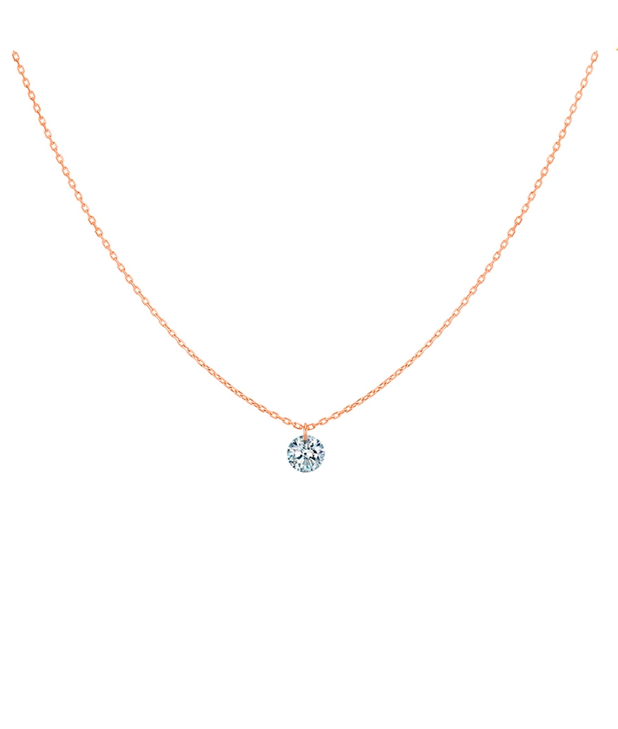 Collier La Brune et La Blonde 360° or rose diamant solitaire