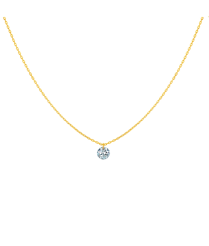 Collier La Brune et La Blonde 360° or jaune diamant solitaire