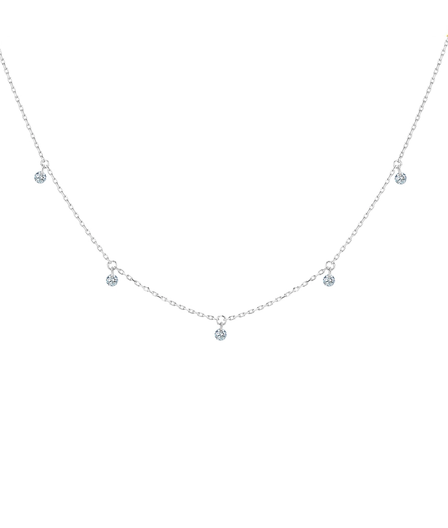 Collier La Brune et La Blonde 360° or blanc 5 diamants