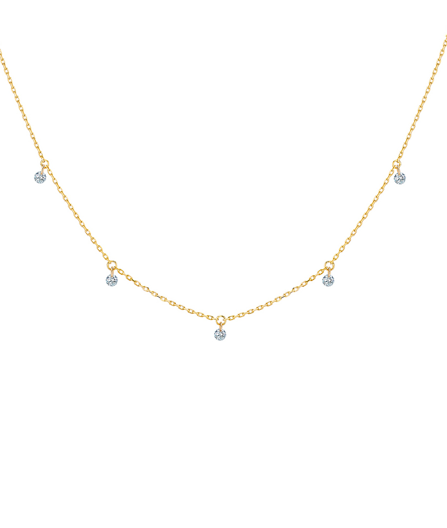 Collier La Brune et La Blonde 360° or jaune 5 diamants