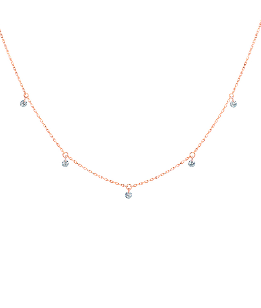 Collier La Brune et La Blonde 360° or rose 5 diamants