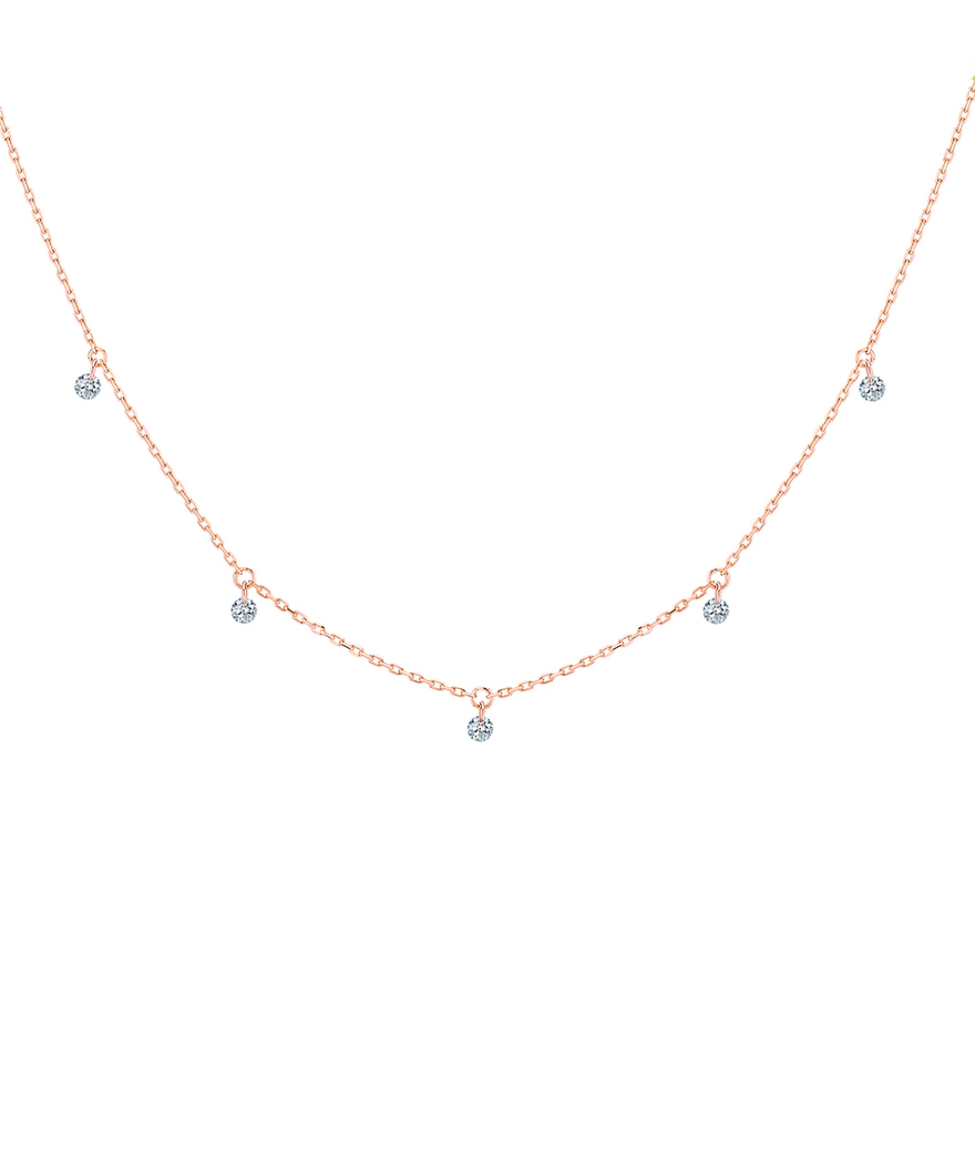 Collier La Brune et La Blonde 360° or rose 5 diamants